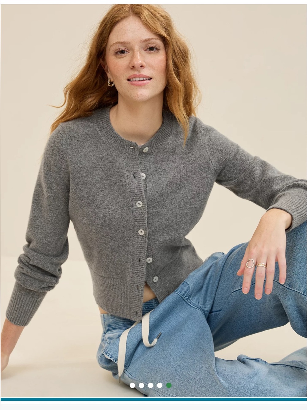 aerie Charcoal Gray Button-Up Crew Cardigan